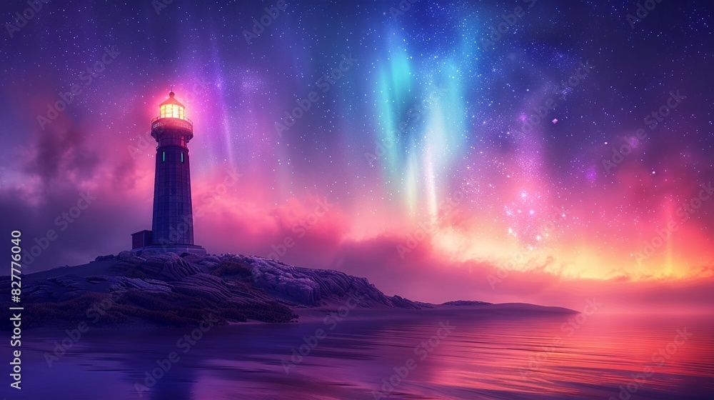 Minimalist depiction of a lighthouse under the northern lights, clean lines, and soft hues, emphasizing simplicity and tranquility, Minimalist, Digital Art 8K , high-resolution, ultra HD,up32K HD Minimalist depiction of a lighthouse under the northern lights, clean lines, and soft hues, emphasizing simplicity and tranquility, Minimalist, Digital Art 8K , high-resolution, ultra HD,up32K HD