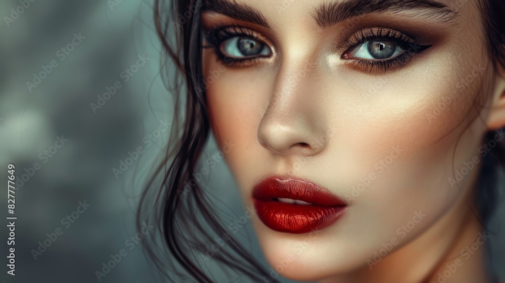Beauty shot of a model with exquisite make-up and a captivating stare Beauty shot of a model with exquisite make-up and a captivating stare