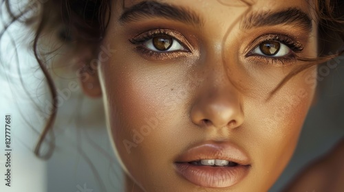 Beauty shot of a model with exquisite make-up and a captivating stare