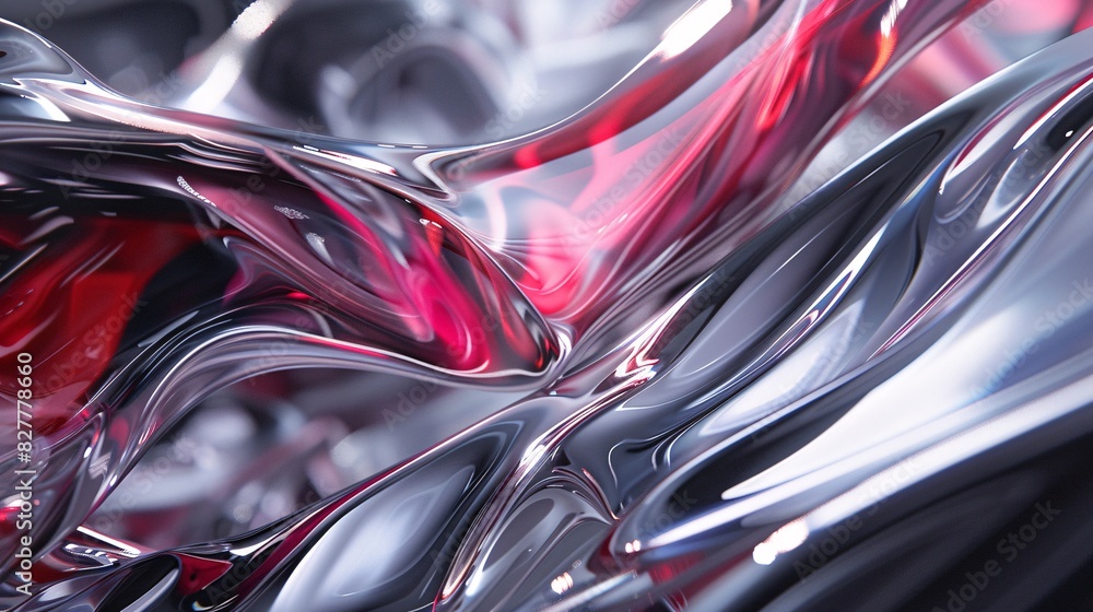 Abstract shapes of liquid chrome colors, creating a mesmerizing and fluid composition Abstract shapes of liquid chrome colors, creating a mesmerizing and fluid composition