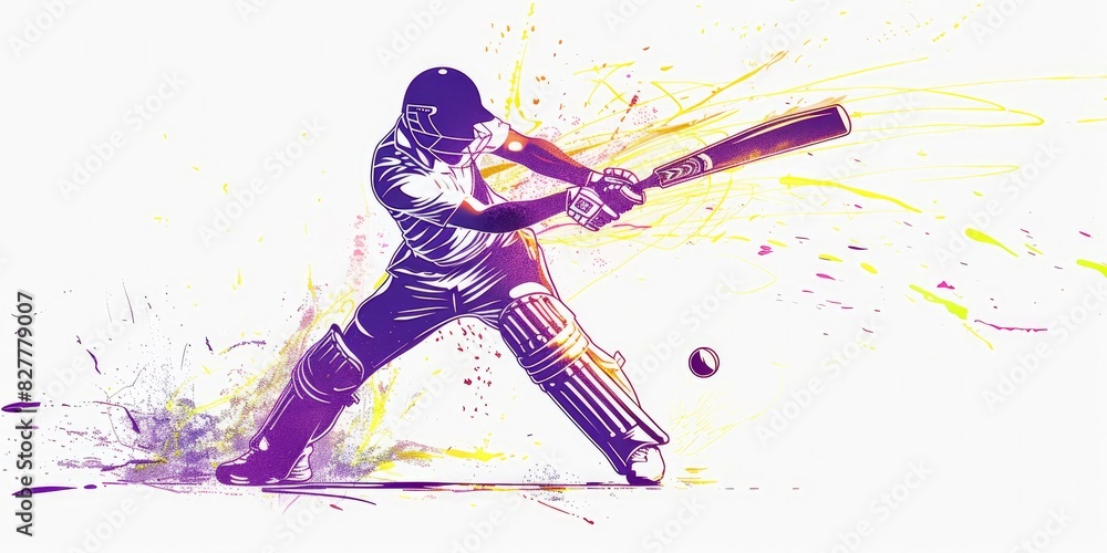 Cricket player hitting the ball Cricket player hitting the ball