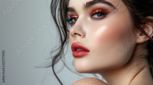 Wallpaper Mural A Fashion model's beauty is captured in a photograph, her make-up flawless Torontodigital.ca