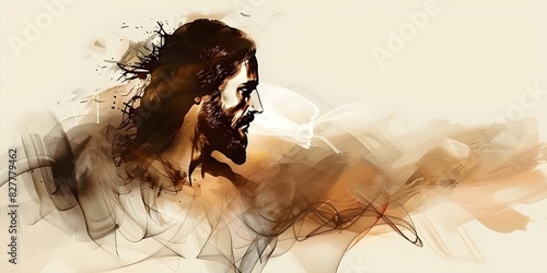 Watercolor painting depicting Jesus Christ as a symbol of peace and faith in Christianity. Concept Religious Art, Christianity, Watercolor Painting, Jesus Christ, Symbol of Peace photo