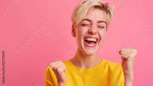 The excited young woman