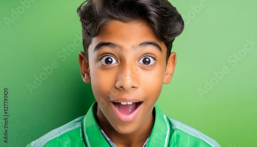 An Indian 17 year boy existed face expression. photo