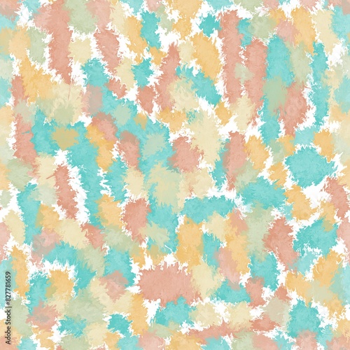 Seamless abstract textured pattern. Simple background pink, blue, orange, white texture. Digital brush strokes background. Design for textile fabrics, wrapping paper, background, wallpaper, cover.