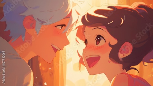 The animated couple is madly in love photo