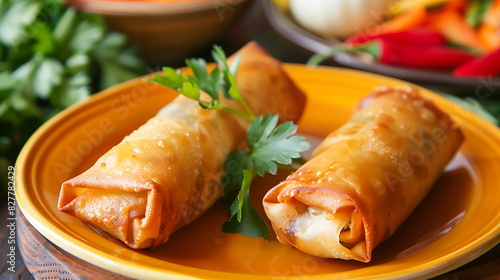 focus on bourek a traditional algerian food on plate Brik, Bourak, Bourek, Borek food