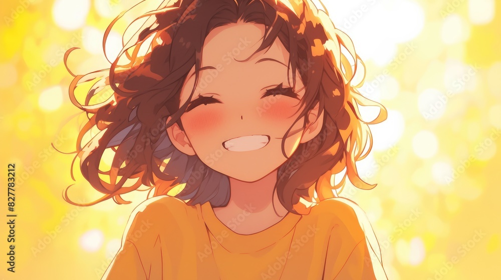 Illustration of a joyful and adorable preschool girl in casual clothes radiating warmth with her bright smile Illustration of a joyful and adorable preschool girl in casual clothes radiating warmth with her bright smile