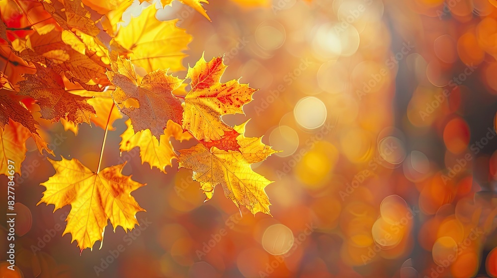 Tree branch with yellow leaves. Selective focus. Tree branch with yellow leaves. Selective focus.