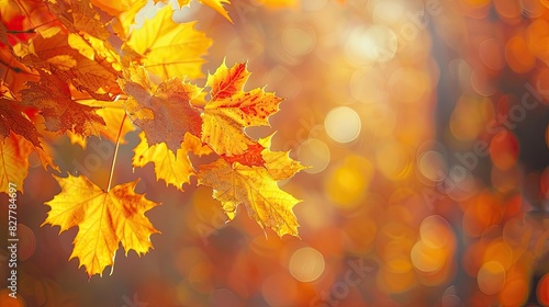 Tree branch with yellow leaves. Selective focus. © yanadjan