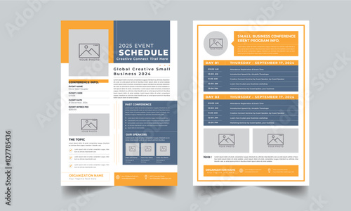Event Schedule design template Layout with unique design 2 style concept page