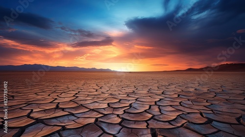 sunset over a vast desert landscape, 