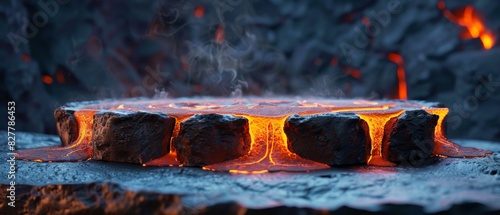 Lava rock molten rock from a volcano. photo