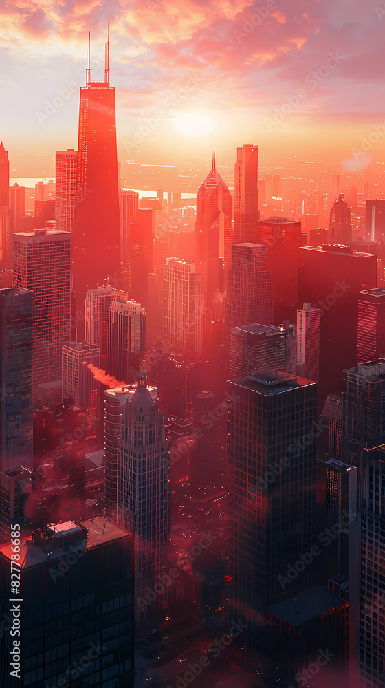 Obraz premium sunset city skyline