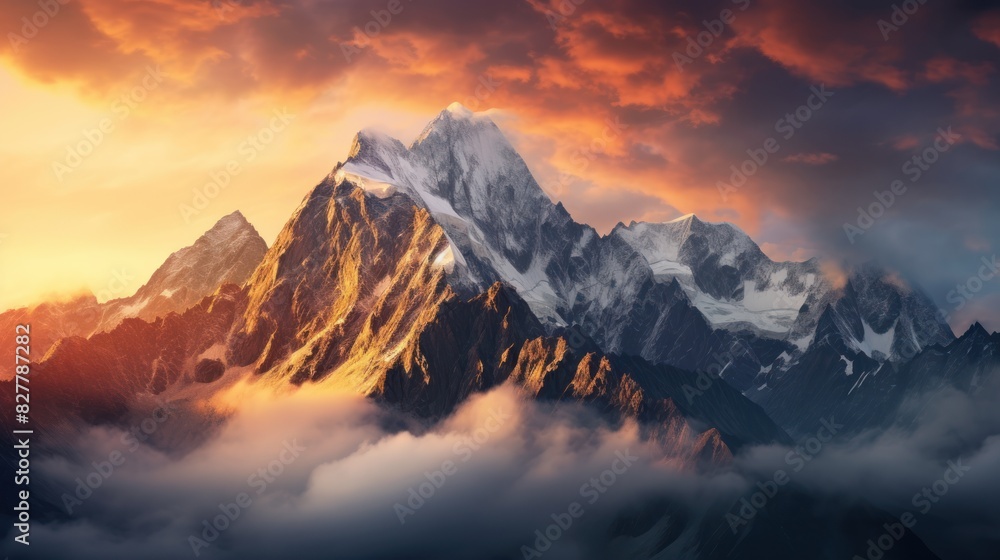mountain range piercing the clouds, mountain range piercing the clouds,