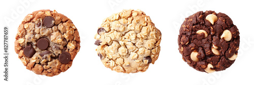 set of cookies, including chocolate chip and oatmeal, isolated on transparent background © SRITE KHATUN