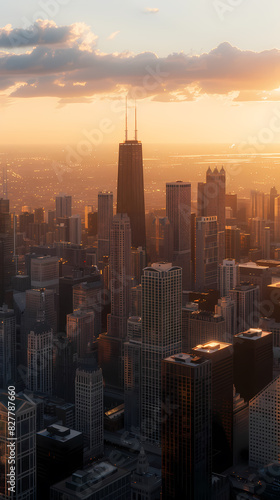 sunset city skyline