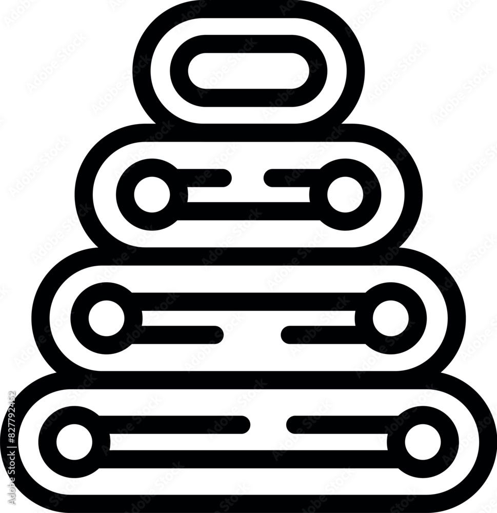 Black line art icon of stacking rings, a classic children's educational toy Black line art icon of stacking rings, a classic children's educational toy