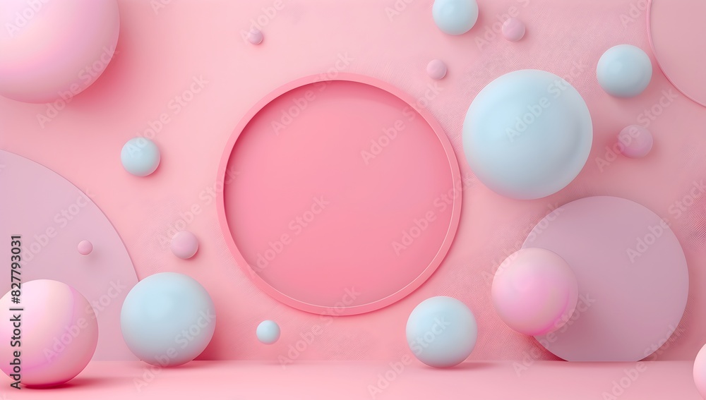 3d render of abstract pastel spheres and circle on pink background, minimalistic style,
3d render of abstract pastel spheres and circle on pink background, minimalistic style,