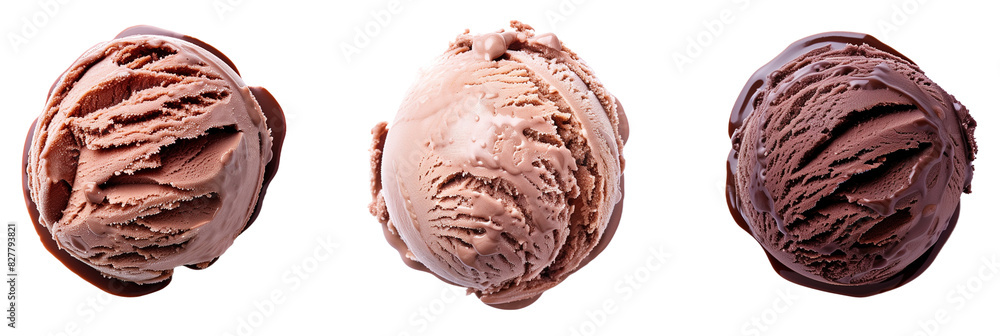 set of chocolate ice cream, isolated on transparent background set of chocolate ice cream, isolated on transparent background