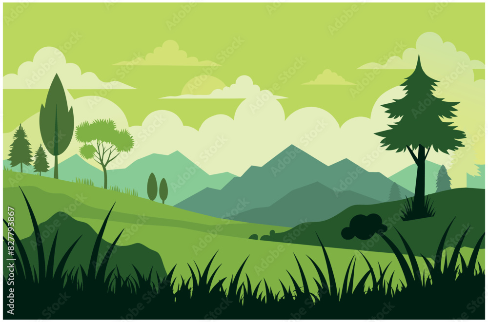 Fototapeta premium landscape with trees and mountains
