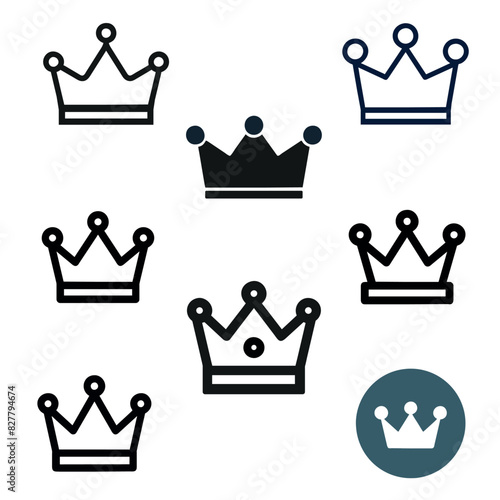 Silhouettes crowns icons set Illustration vector design collection crown 