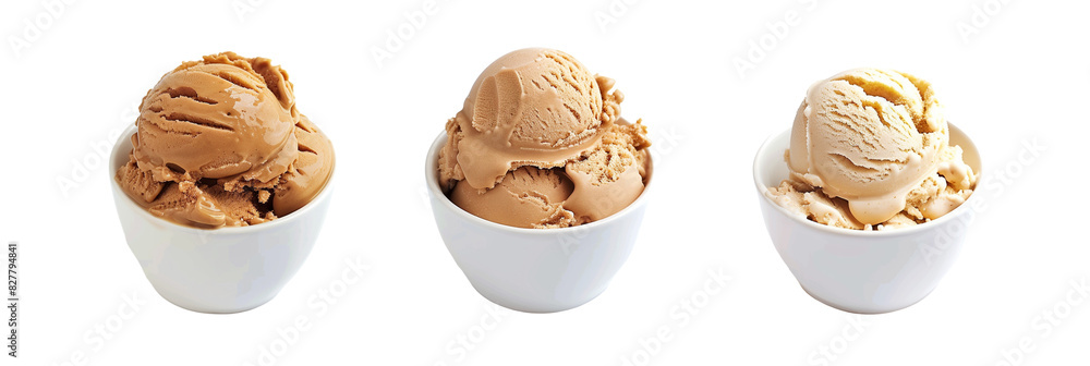 set of peanut butter ice cream, isolated on transparent background set of peanut butter ice cream, isolated on transparent background