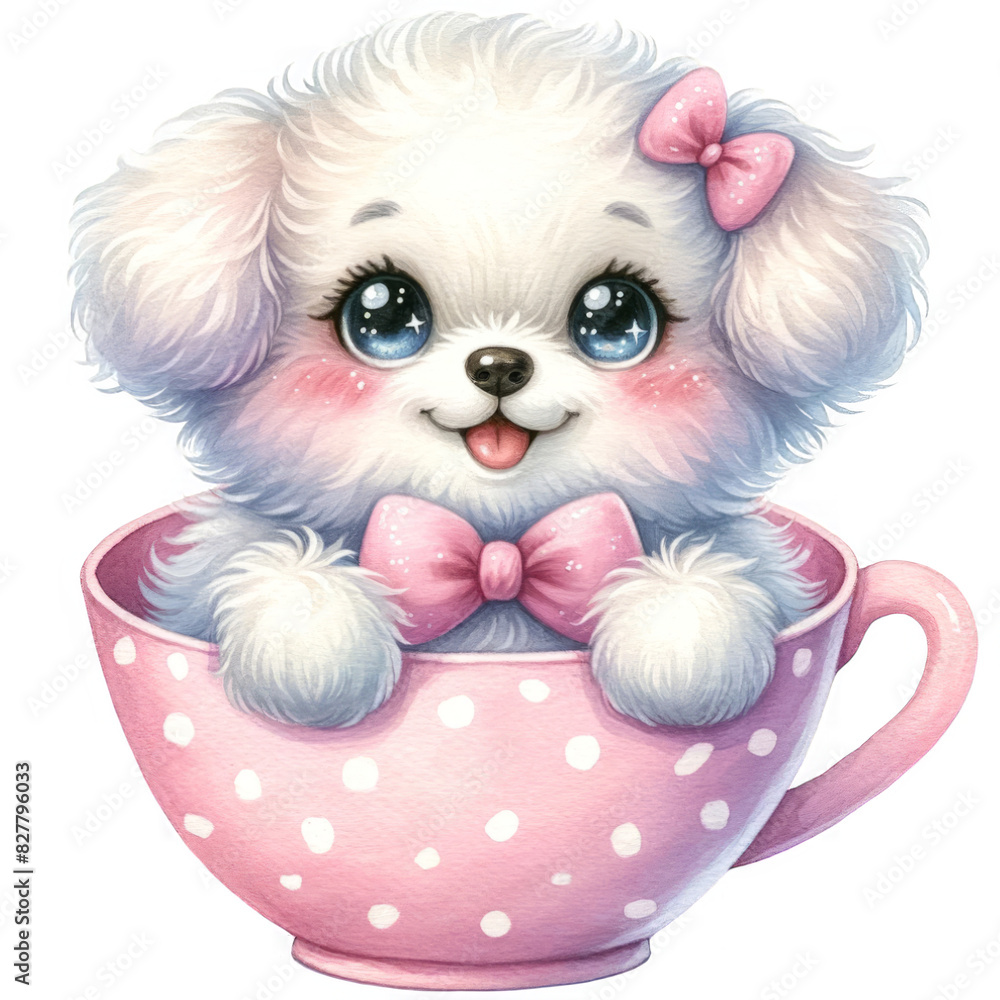 Cute puppy in a cup off coffee Cute puppy in a cup off coffee