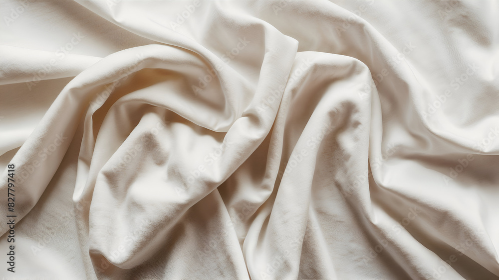 A white bedsheet is piled and wrinkled, creating a crumpled texture. A white bedsheet is piled and wrinkled, creating a crumpled texture.