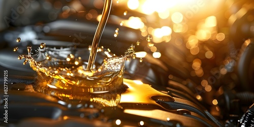 Preventing Oil Splashing in a Car Engine During the Lubrication Process. Concept Car Maintenance, Engine Care, Oil Changing, Preventing Splashing, Lubrication Process