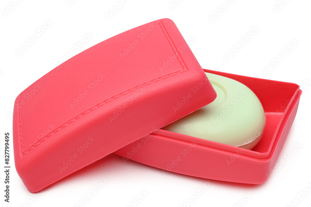 Plastic soap dish with soap Plastic soap dish with soap