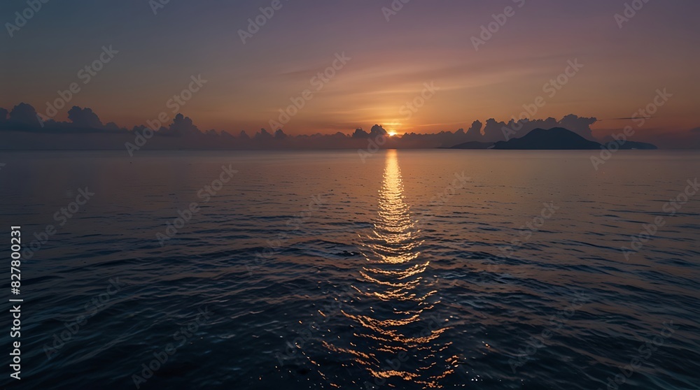 Naklejka premium shows a sunset over the ocean