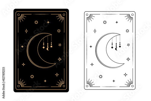 Tarot card moon. The major arcana of a deck of  tarot cards.