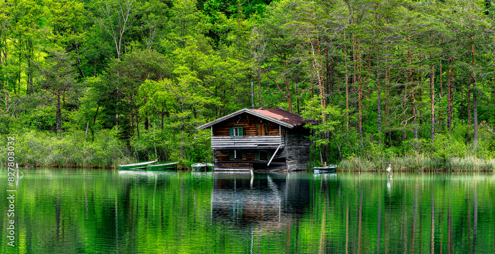 Obraz premium Landschaft am Thumsee, Bad Reichenhall, Bayern, Deutschland