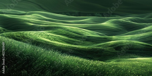 A beautiful abstract green grass field with undulating waves