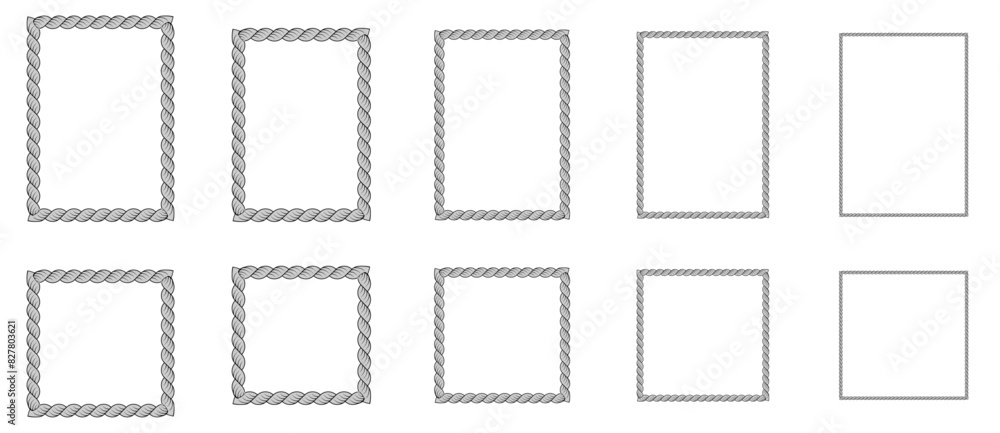 Rope frames in square shapes. Vector illustration. Rope frames in square shapes. Vector illustration.
