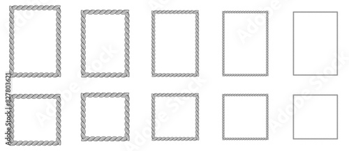 Rope frames in square shapes. Vector illustration.