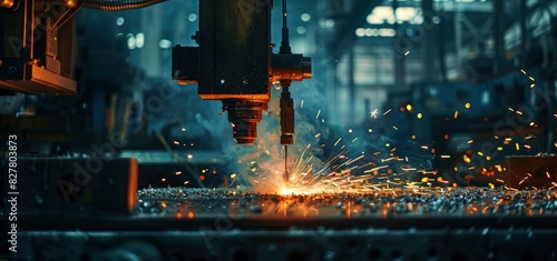 Laser welding machine, sparks flying from the laser head