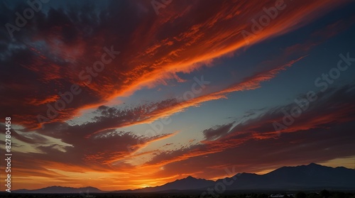  sunset with vibrant red and orange hues in the sky