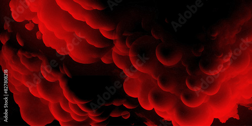 Red smoke explosion on black background, abstract smoke cloud background, bubble smoke cloud.
