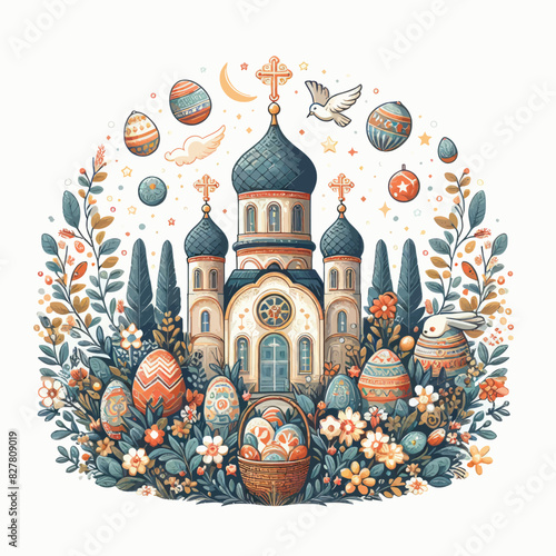 Russian orthodox church day vector in white background 