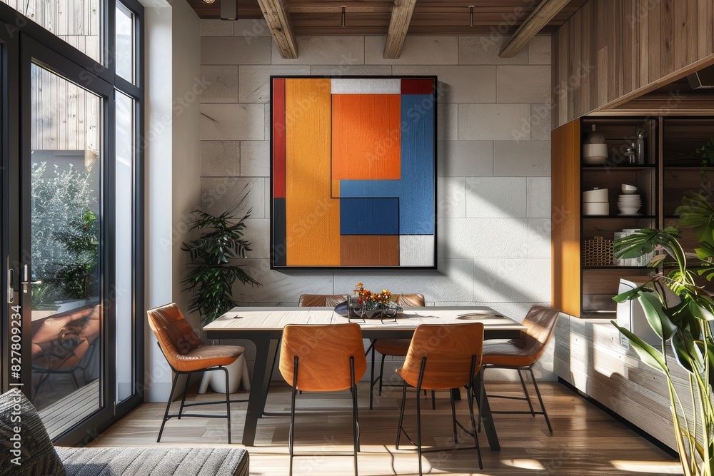 Dining Room with Abstract Wall Art Simple dining table, abstract wall art, and minimalist decor. Clean lines and modern design. Dining Room with Abstract Wall Art Simple dining table, abstract wall art, and minimalist decor. Clean lines and modern design.