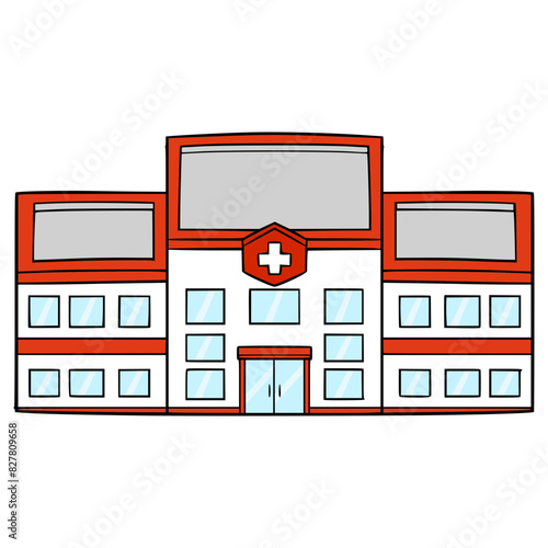 hospital building illustration hand drawn isoalted vector	
