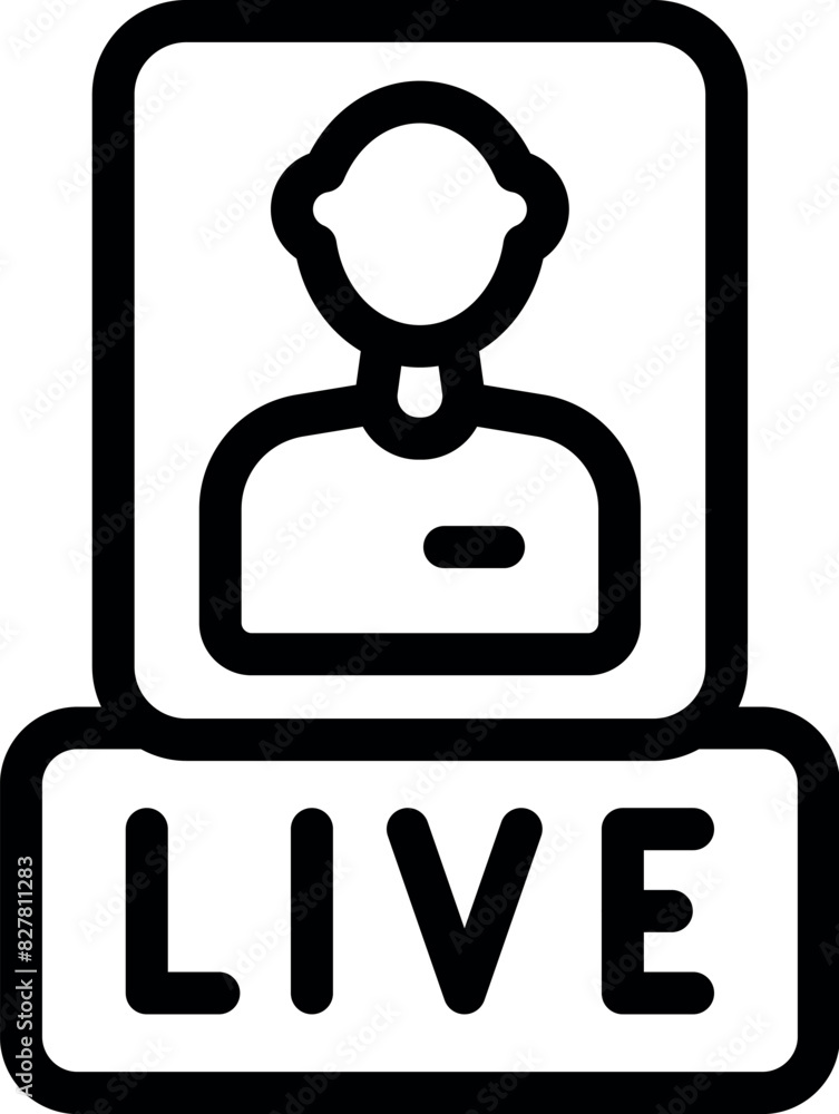 Realtime live broadcast icon illustration in black and white silhouette graphic for online video streaming and digital communication on social media Realtime live broadcast icon illustration in black and white silhouette graphic for online video streaming and digital communication on social media