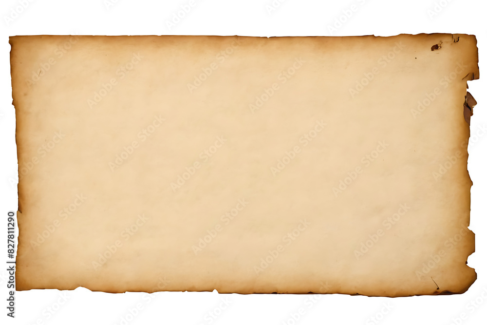 A blank sheet of aged parchment paper with a vintage look, featuring worn edges and a brownish hue. Ideal for historical or antique-themed designs, invitations, scrapbooking, or as a textured backgrou A blank sheet of aged parchment paper with a vintage look, featuring worn edges and a brownish hue. Ideal for historical or antique-themed designs, invitations, scrapbooking, or as a textured backgrou