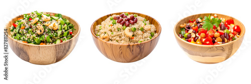 set of quinoa bowls, isolated on transparent background