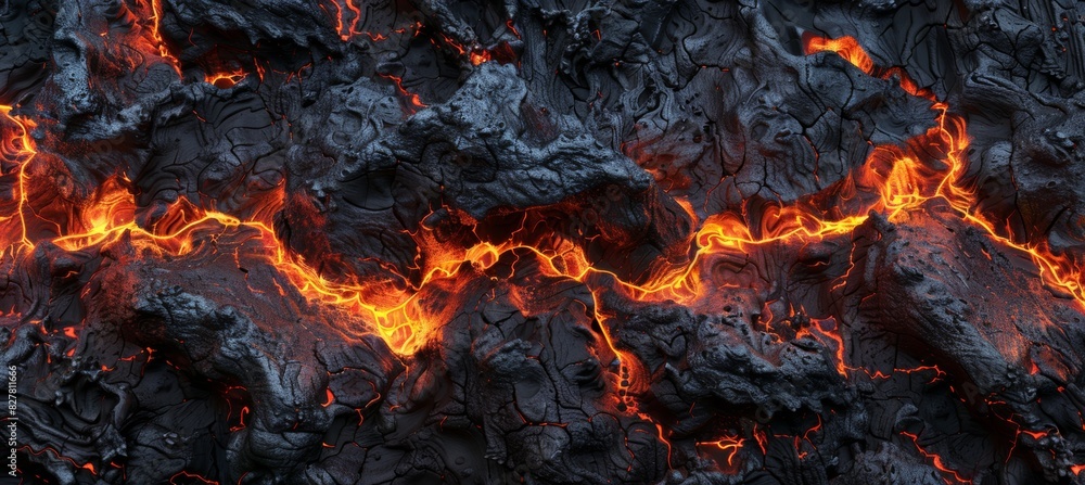 close-up shot showcases a fiery scene with rocks and lava actively flowing backdrop close-up shot showcases a fiery scene with rocks and lava actively flowing backdrop
