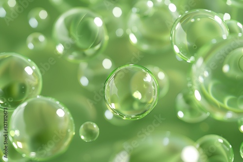 3D render of sea green smooth bubbles