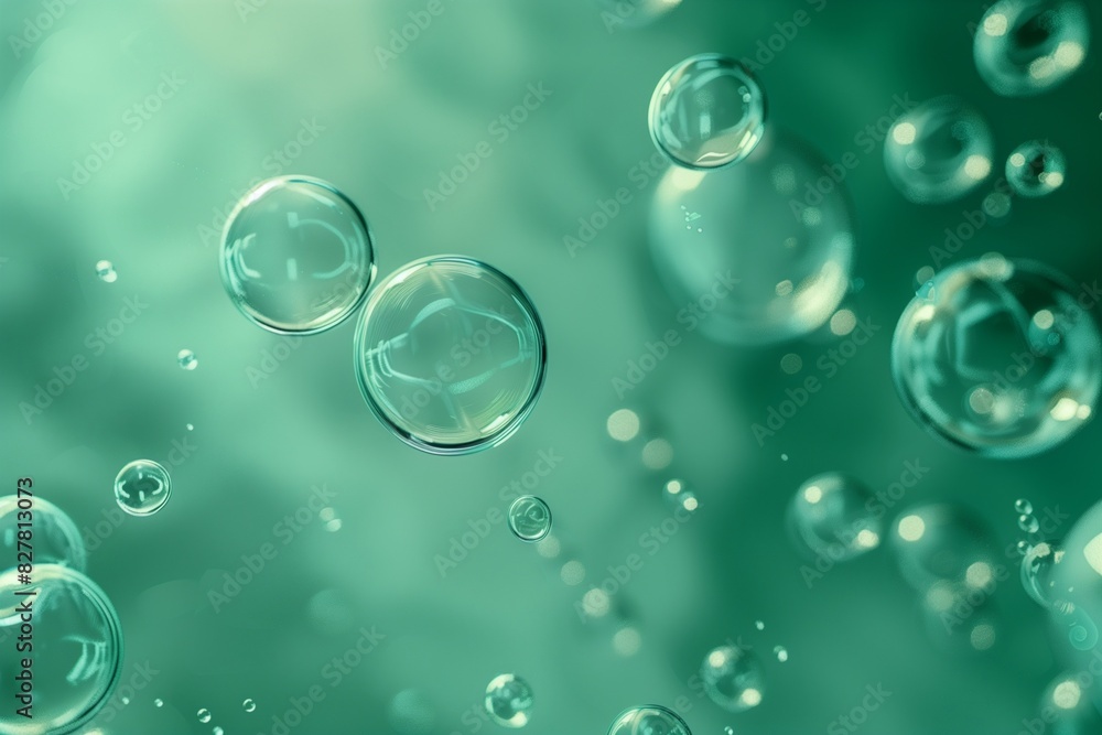 3D render of sea green smooth bubbles